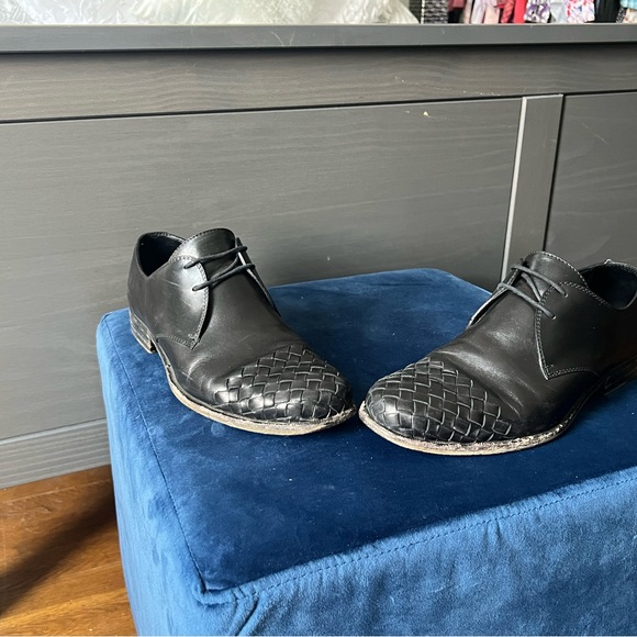 Bottega Veneta Intrecciato-Trimmed Leather Derby Shoes SZ 40 - Picture 4 of 6